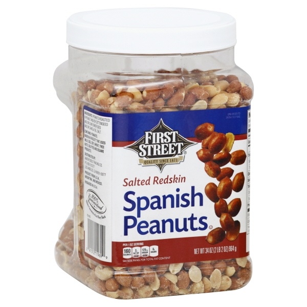 slide 1 of 1, First Street Spanish Peanuts, 34 oz