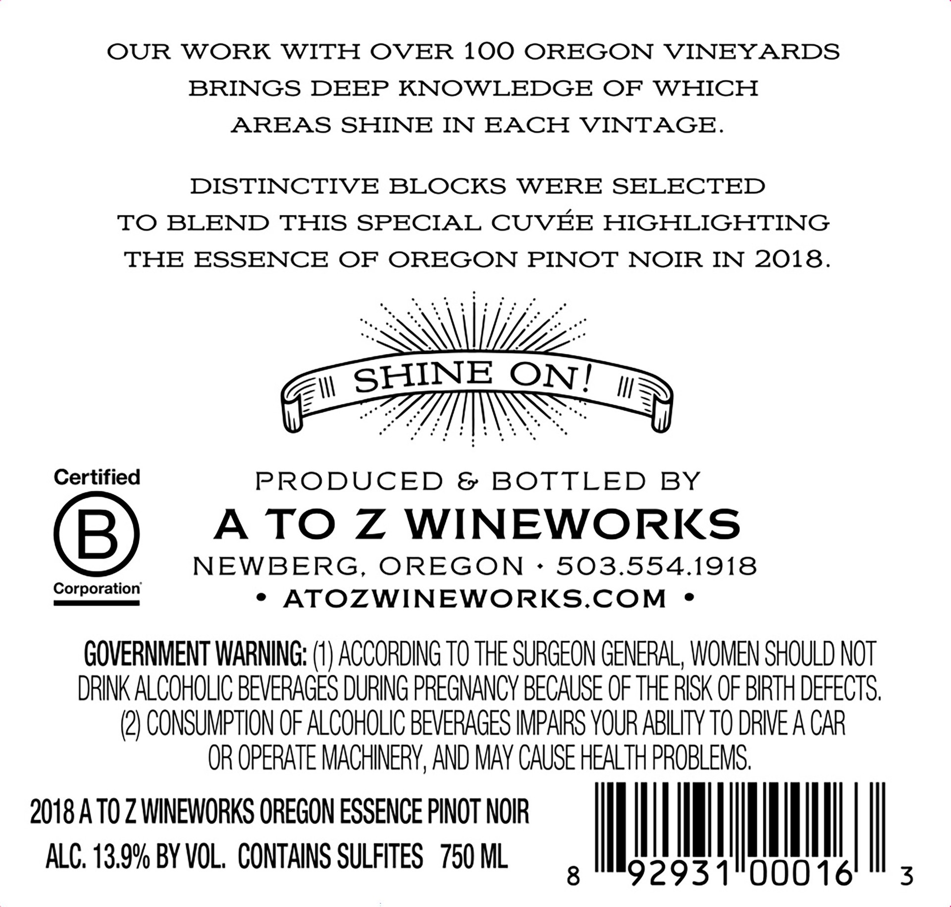 slide 4 of 4, A to Z Wineworks Pinot Noir The Essence of Oregon, Red Wine. 750 mL Bottle, 750 ml