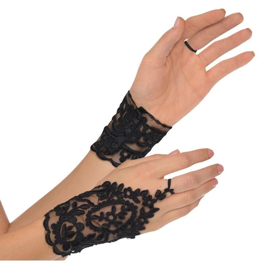 slide 1 of 1, Party City Black Lace Glovelettes, 1 ct