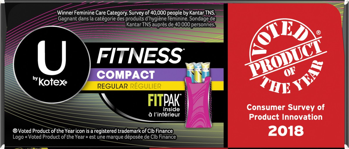 slide 2 of 6, U by Kotex Fitness Compact Regular Unscented Tampons, 15 ct