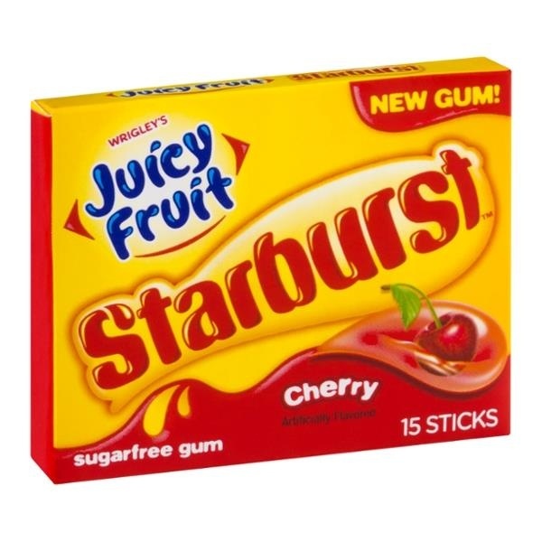 slide 1 of 1, Juicy Fruit Sugar Free Cherry Starburst Chewing Gum, 15 ct