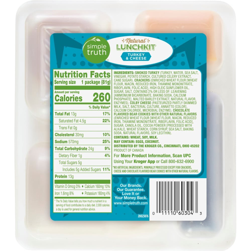 slide 2 of 2, Simple Truth Turkey Cheese Lunch Kit, 2.9 oz