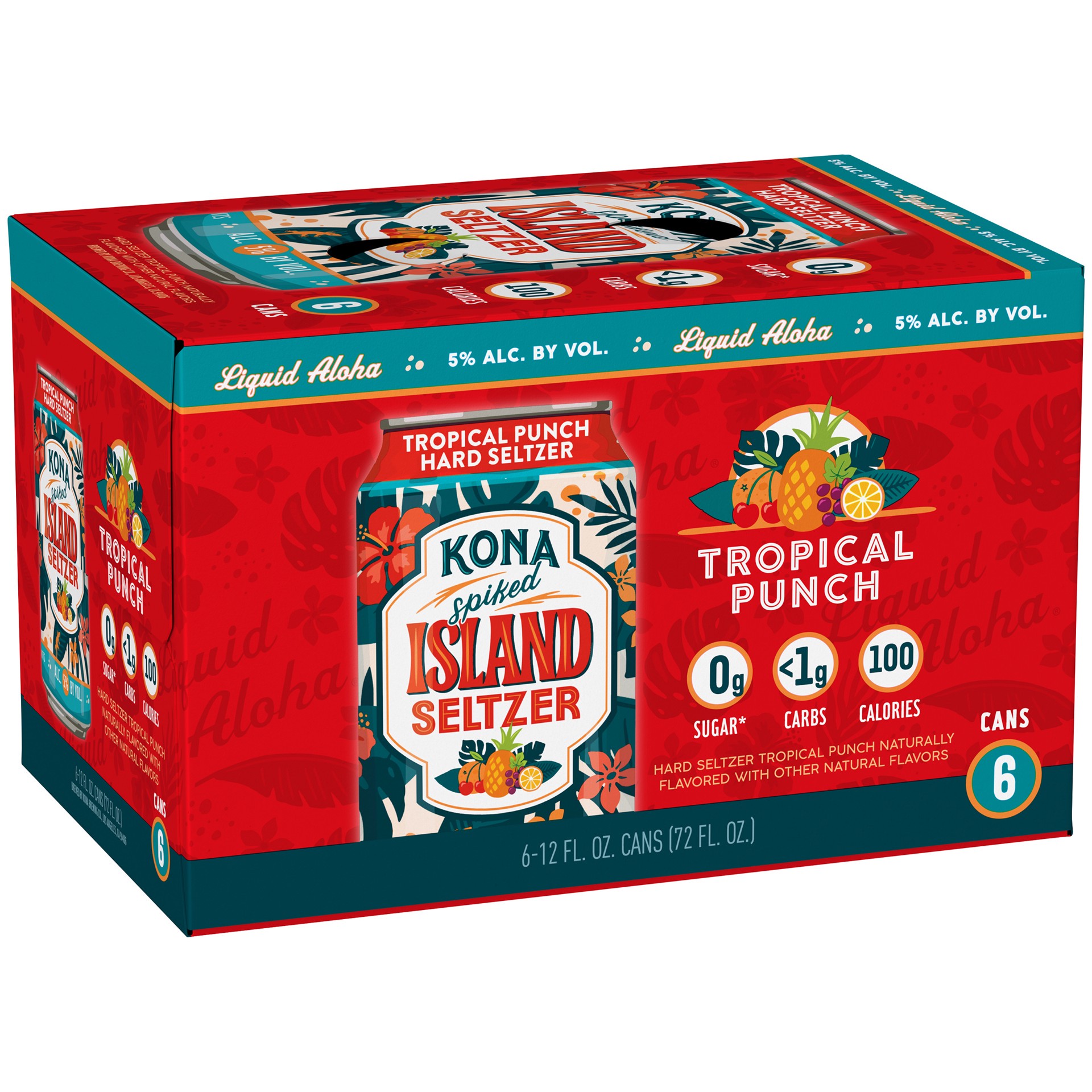 slide 3 of 3, Kona Brewing Co. Spiked Island Seltzer Tropical Punch, 6 Pack 12 fl. oz. Cans, 6 ct; 12 fl oz