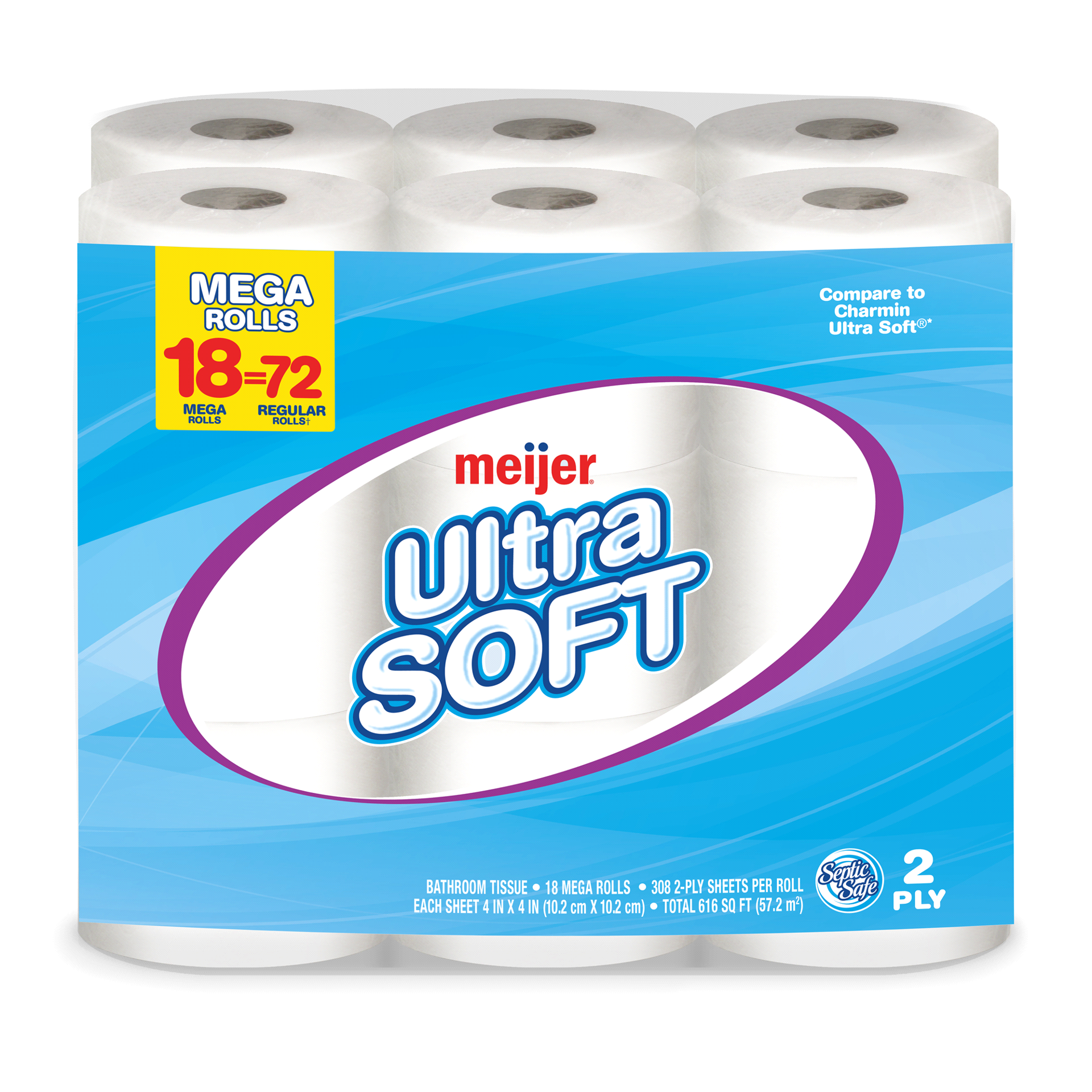 slide 1 of 1, Meijer Ultra Soft Bath Tissue 18 Mega, 18 CT     