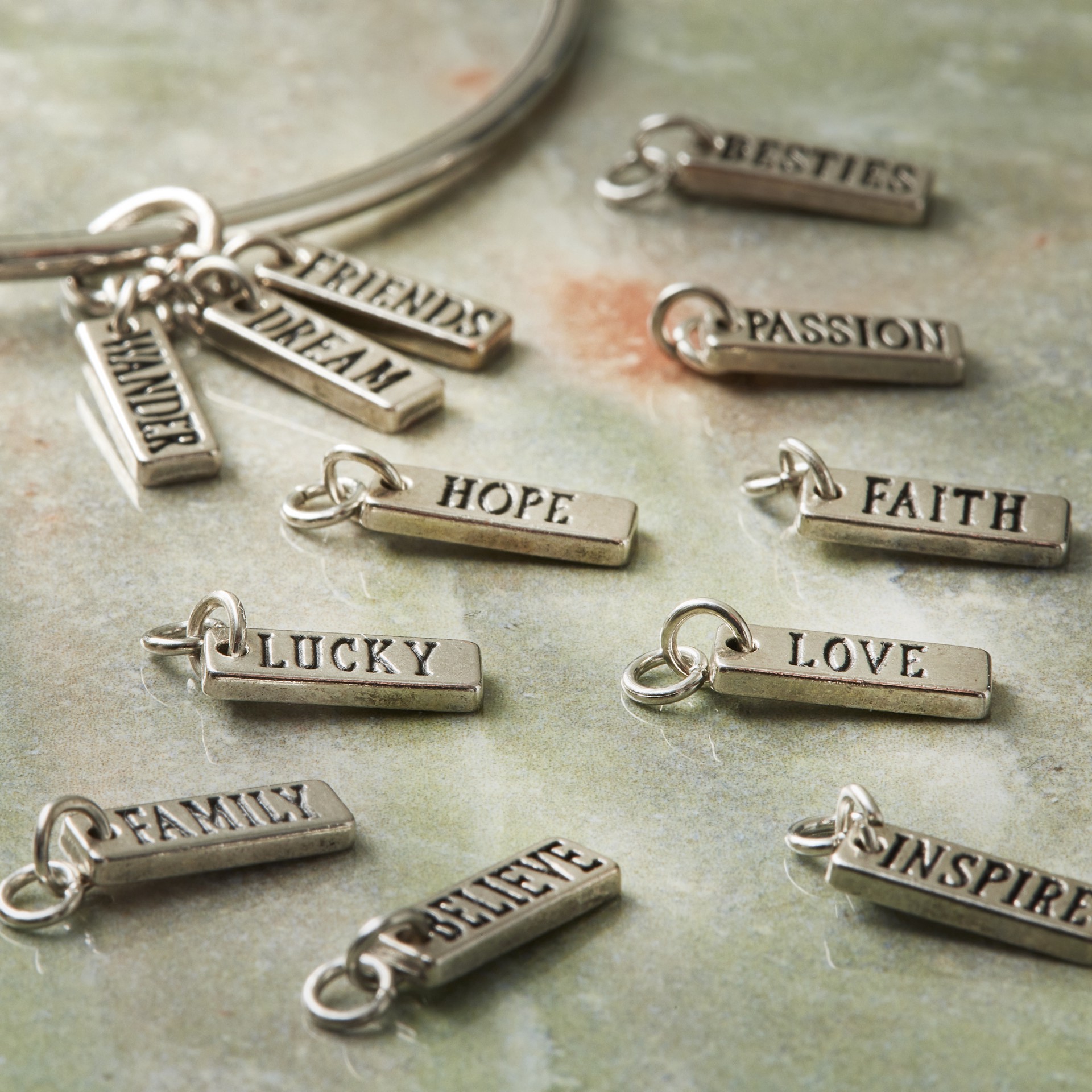 slide 2 of 3, Charmalong Inspirational Word Charms By Bead Landing, 4mm x 12mm