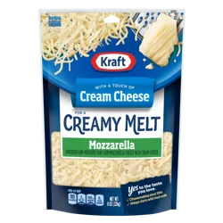 Kraft Mozzarella Shredded Cheese with a Touch of Cream Cheese for a Creamy Melt, 8 oz Bag