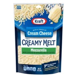 Kraft Mozzarella Shredded Cheese with a Touch of Cream Cheese for a Creamy Melt, 8 oz Bag