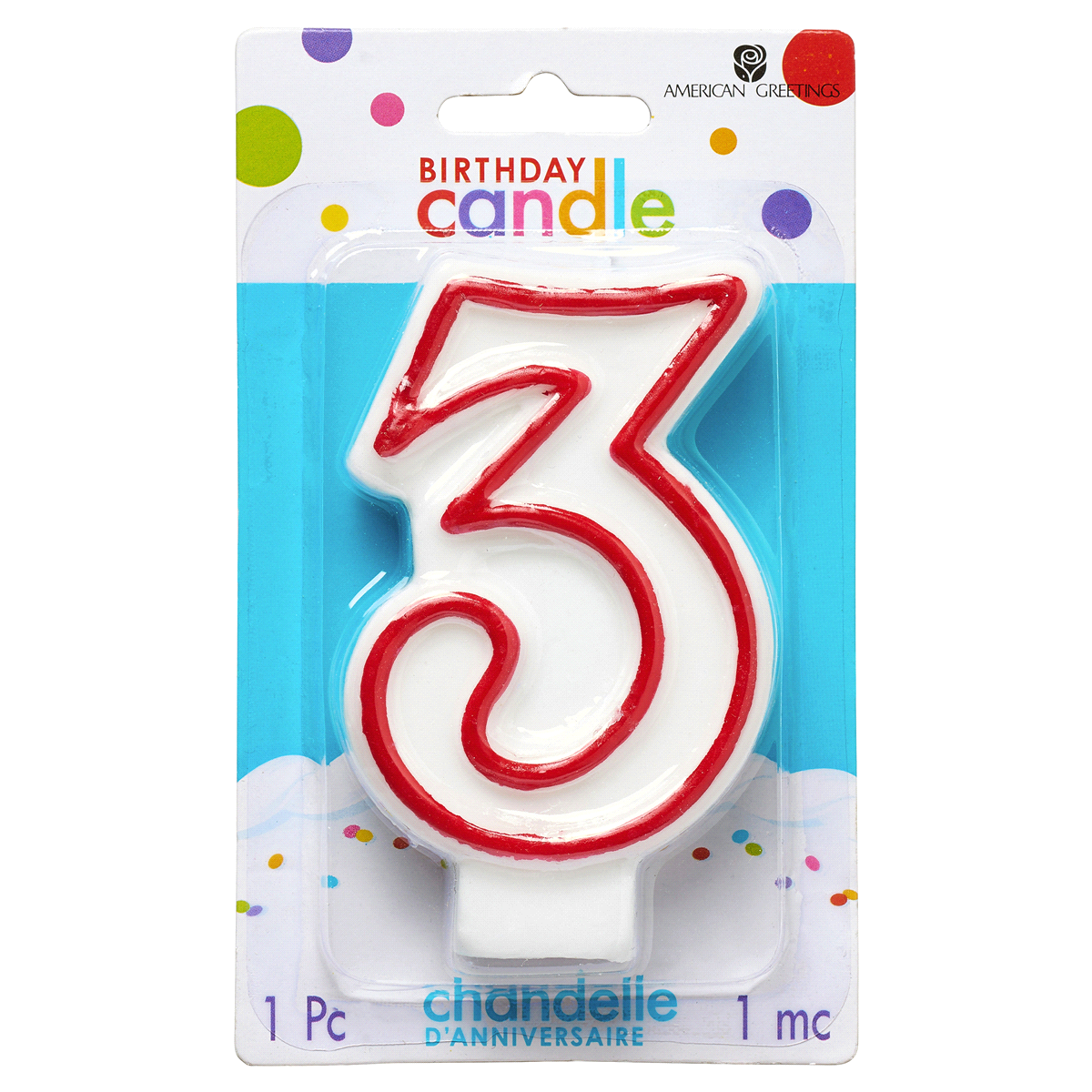 slide 2 of 2, AMERICAN GREETINGS Design Ware Number 3 Birthday Candle, 1 ct