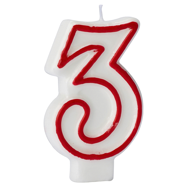 slide 1 of 2, AMERICAN GREETINGS Design Ware Number 3 Birthday Candle, 1 ct