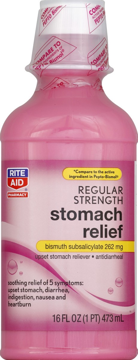 slide 2 of 3, Rite Aid Pharmacy Stomach Relief, 262 mg, Regular Strength, 16 fl oz