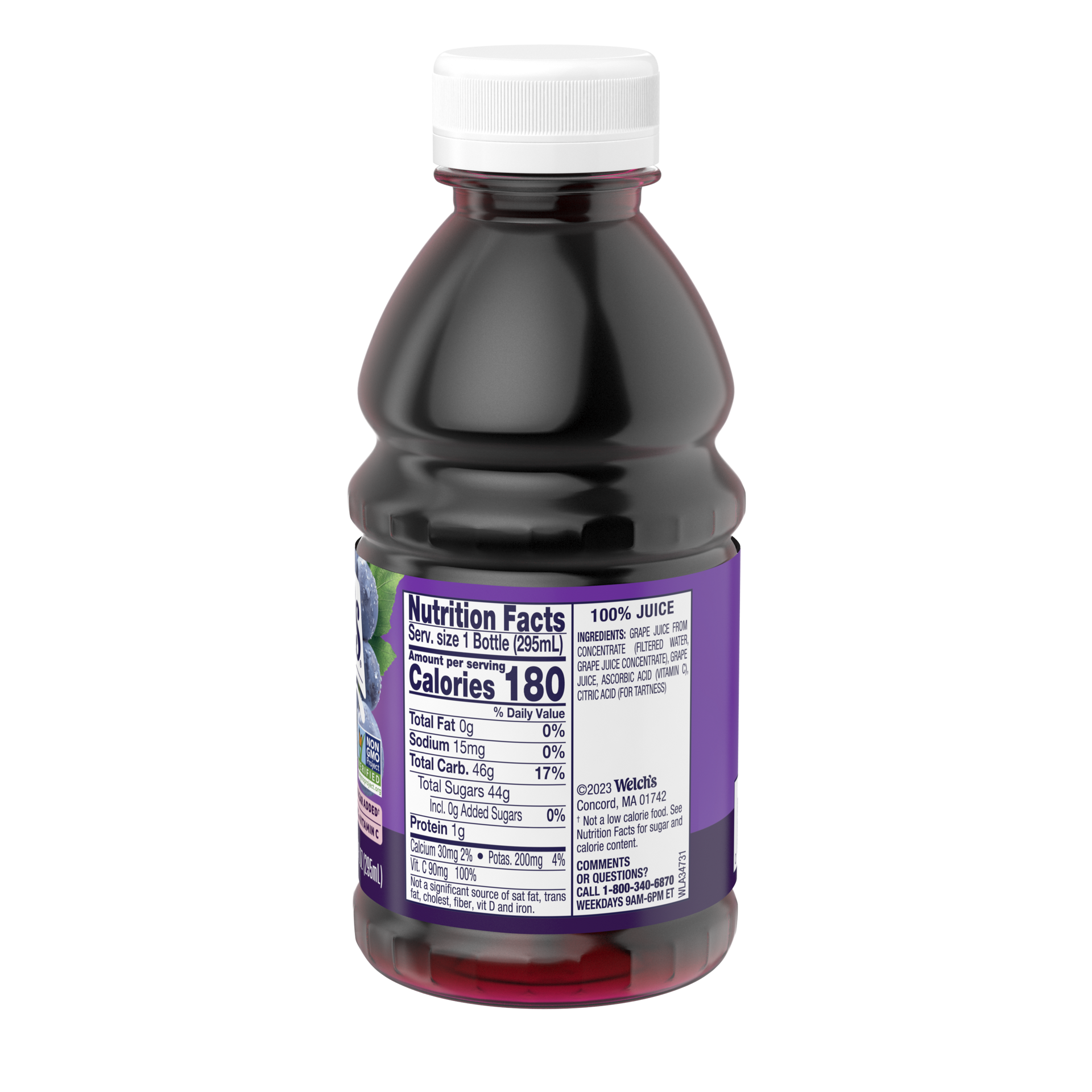 slide 4 of 7, Welch's 100% Grape Juice, Concord Grape, 10 Fl Oz On-the-Go Bottle, 10 fl oz