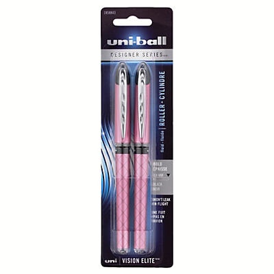 slide 1 of 1, uni-ball Vision Elite Designer Series Pink Barrel Rollerball Pens, 2 ct