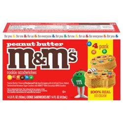 M&M's Peanut Butter Ice Cream Cookie Sandwiches 4 Pack