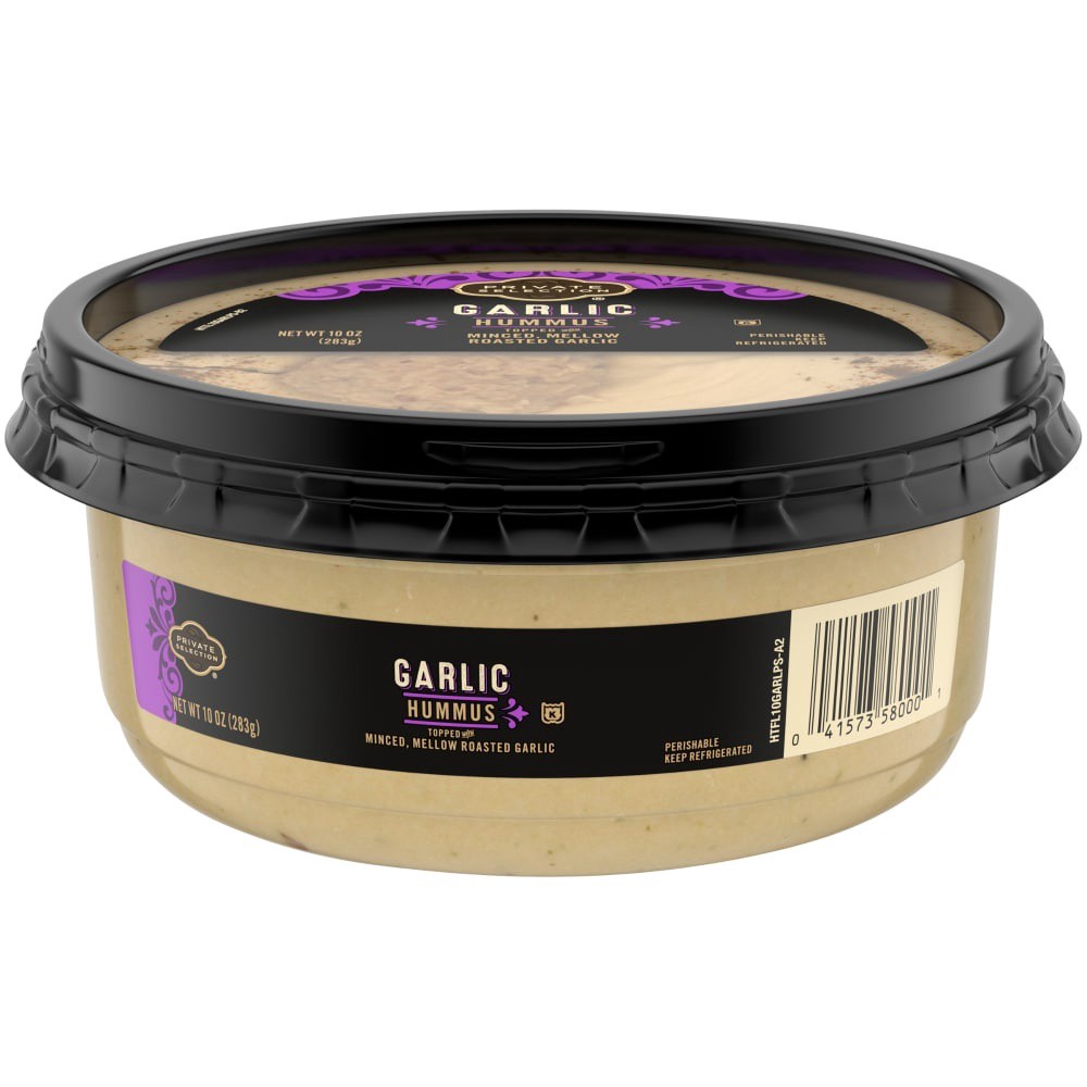 slide 2 of 4, Private Selection Roasted Garlic Hummus, 10 oz