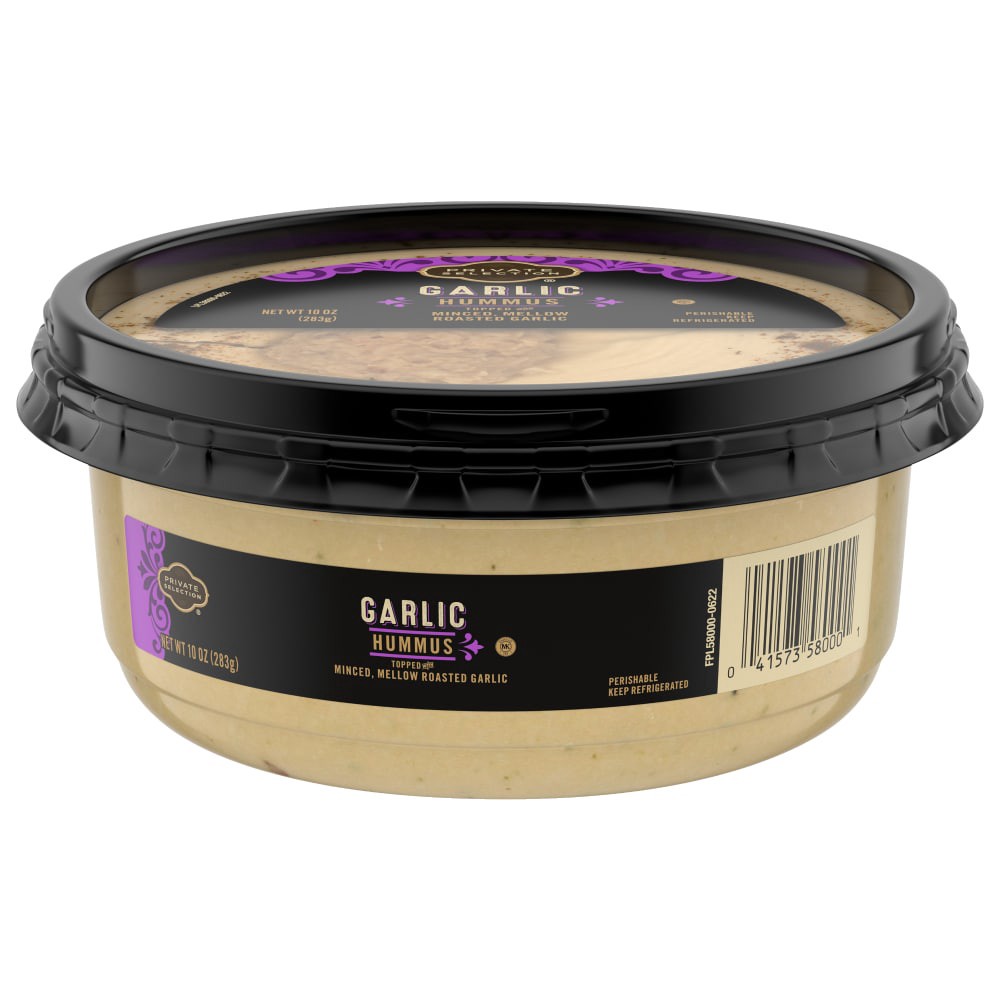 slide 1 of 4, Private Selection Roasted Garlic Hummus, 10 oz