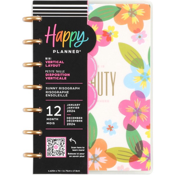 slide 3 of 7, 2024 Happy Planner Monthly/Weekly Mini Happy Planner, 4-3/5"" X 7"", Sunny Risograph, January To December, Ppmd12-149, 1 ct