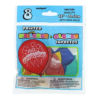 slide 1 of 1, Unique Industries Feliz Cumpleanos Balloons, 8 ct