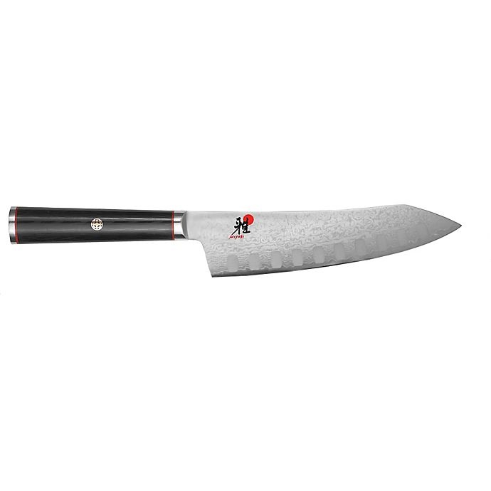 slide 1 of 1, MIYABI Kaizen 5000DP Hollow Edge Rocking Santoku Knife, 7 in