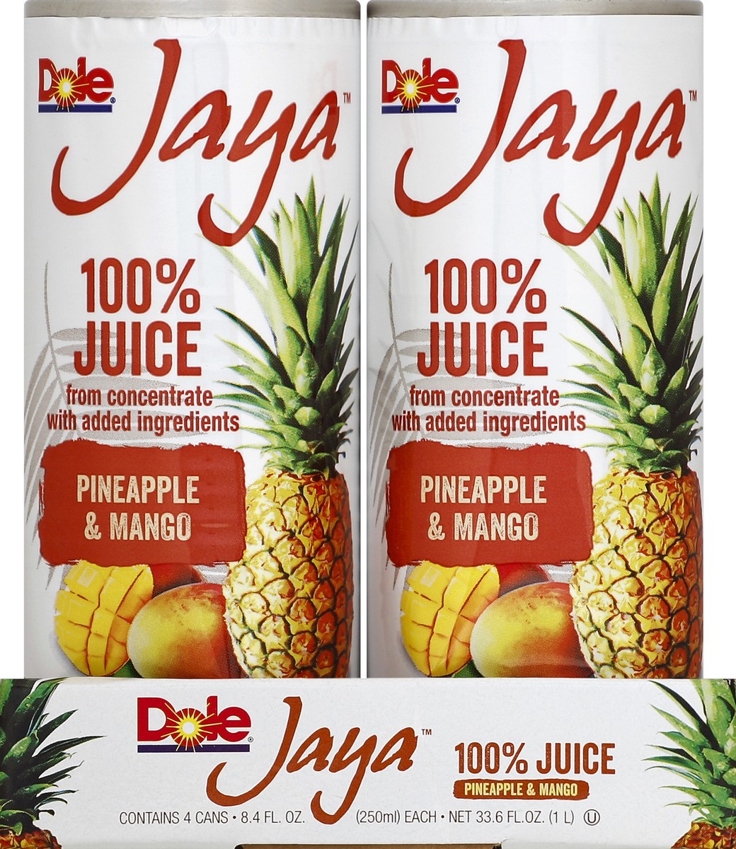 slide 4 of 4, Dole Jaya 100% Juice Pineapple and Mango 4 Pk, 4 ct; 8.4 fl oz