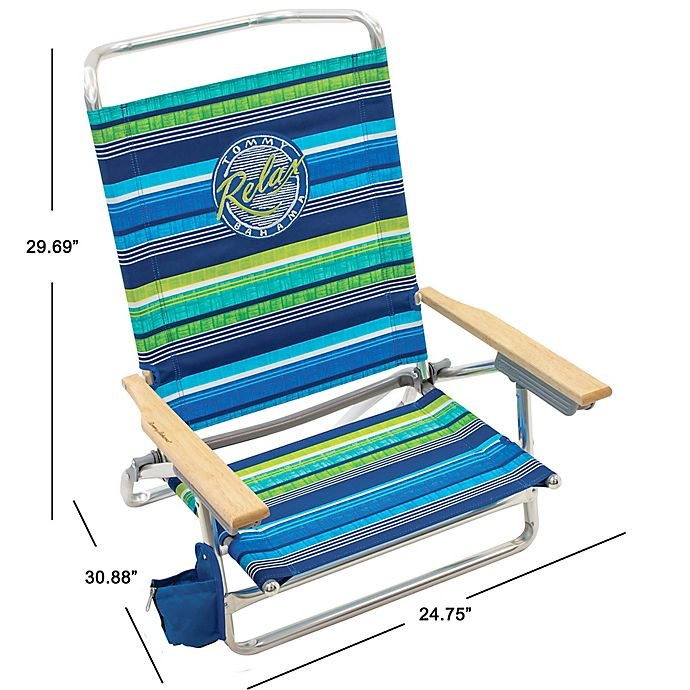 slide 4 of 4, Tommy Bahama 5-Position Striped Beach Chair, 1 ct