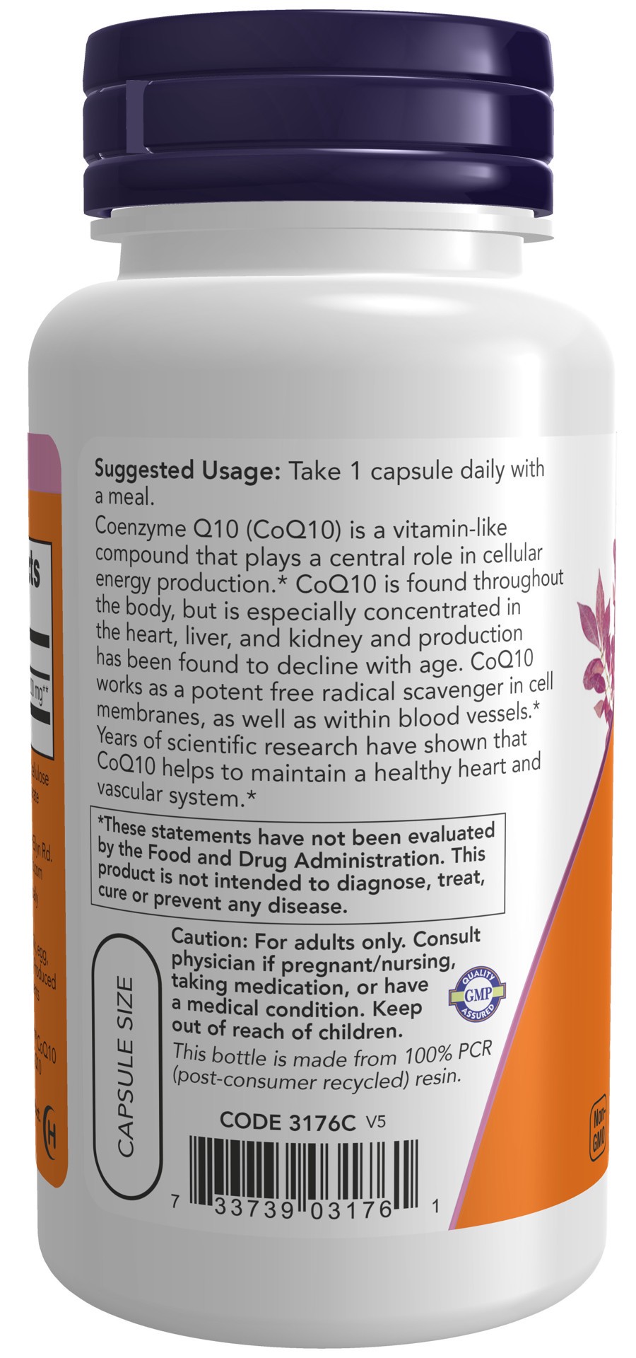 slide 3 of 4, NOW CoQ10 200 mg - 60 Veg Capsules, 1 ct
