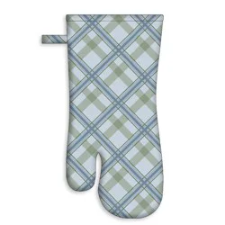 Sewing Down South for HD Designs Plaid Oven Mitt - Blue and Green