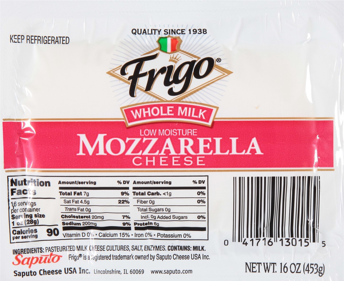 slide 6 of 11, Frigo Whole Milk Low Moisture Mozzarella Cheese - 16 oz, 16 oz