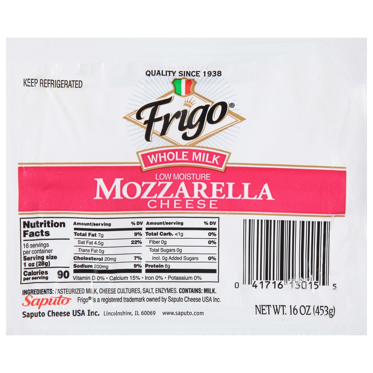 slide 2 of 11, Frigo Whole Milk Low Moisture Mozzarella Cheese - 16 oz, 16 oz