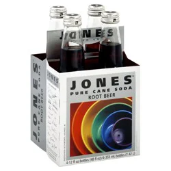 Jones Soda, Cane Sugar, Root Beer Flavor- 4 ct; 12 oz