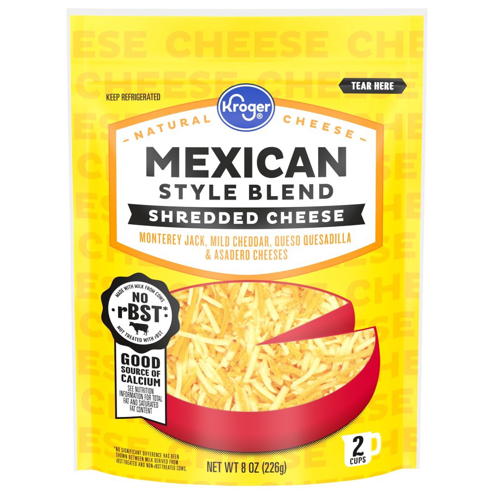 slide 1 of 2, Kroger Finely Shredded Mexican Style Cheese, 8 oz