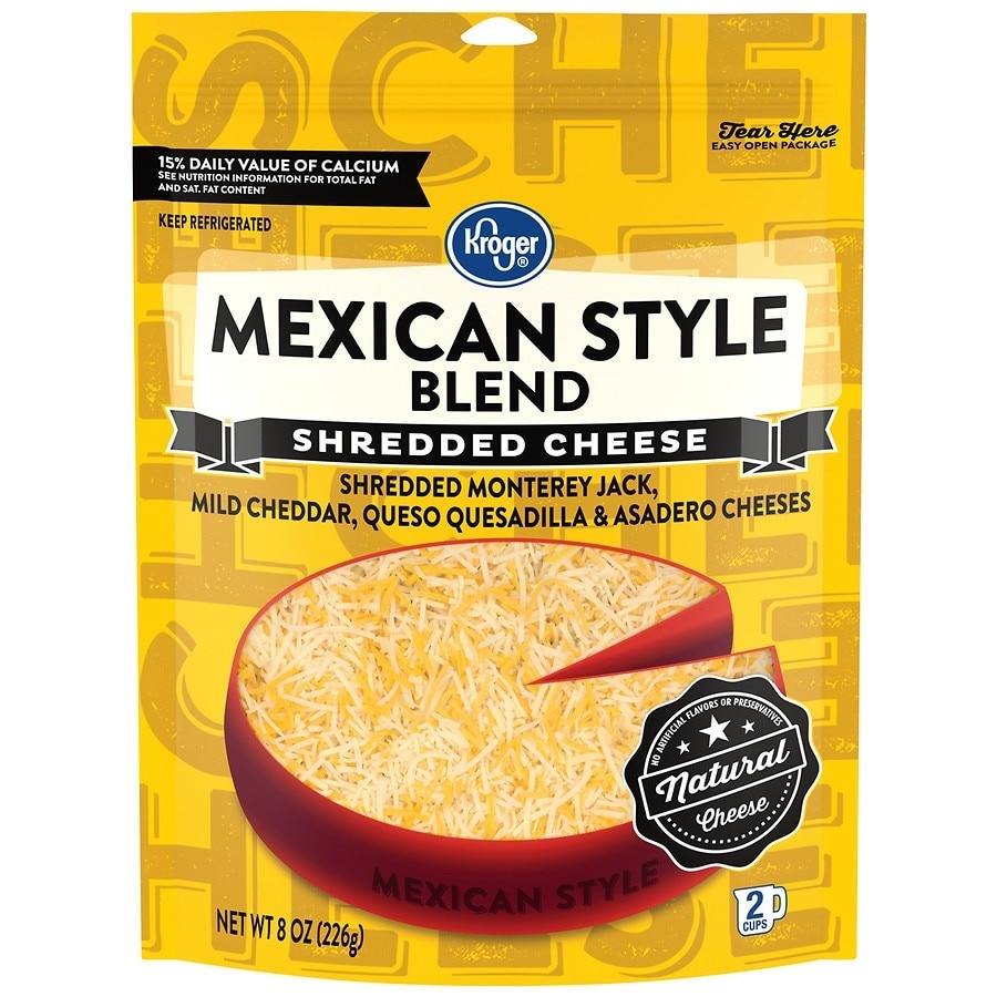 slide 1 of 1, Kroger Finely Shredded Mexican Style Cheese, 8 oz