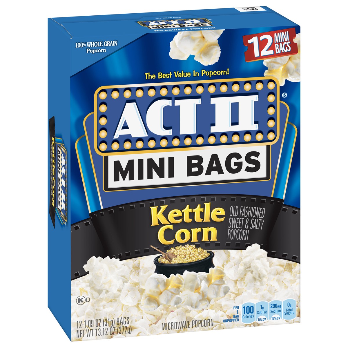 slide 2 of 9, ACT II Mini Bags Kettle Corn Microwave Popcorn 12 - 1.09 Bags, 12 ct