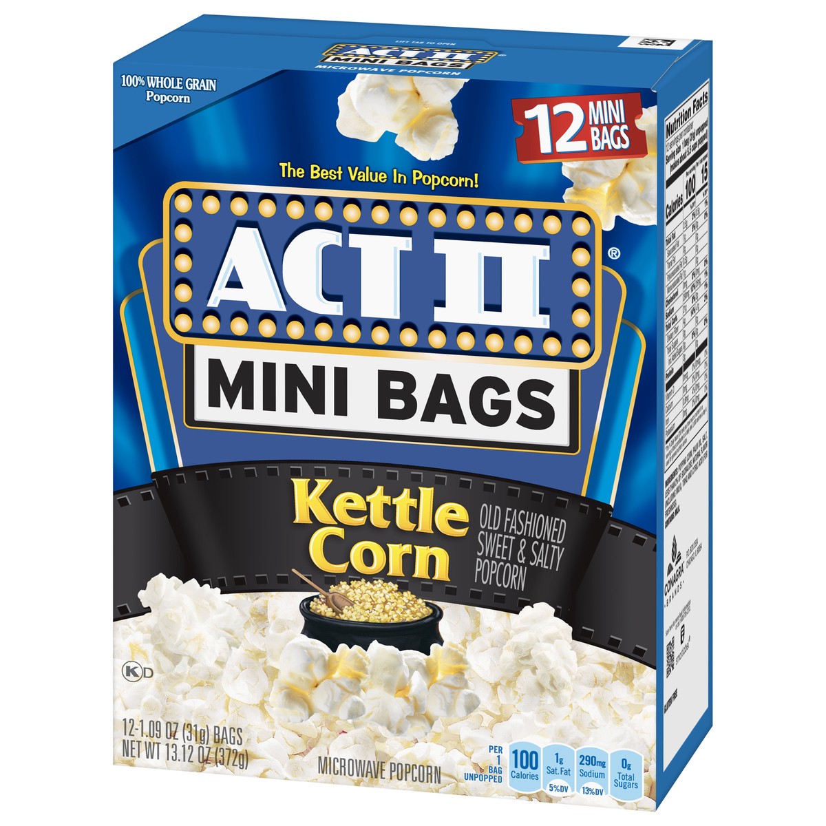 slide 6 of 9, ACT II Mini Bags Kettle Corn Microwave Popcorn 12 - 1.09 Bags, 12 ct