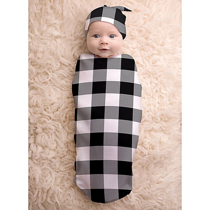 slide 3 of 4, Itzy Ritzy Buffalo Check Swaddle Cocoon and Hat Set, 2 ct