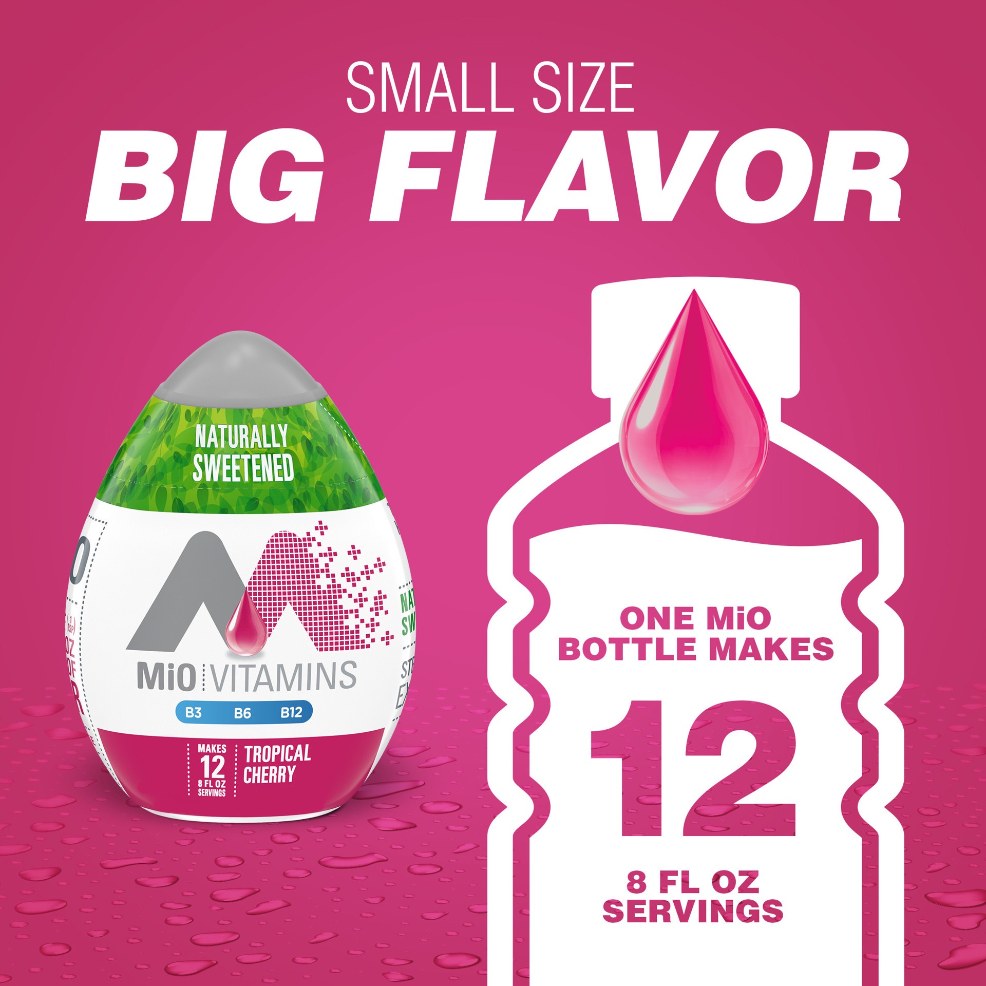 slide 3 of 5, MiO Vitamins Tropical Cherry Naturally Flavored & Sweetened Liquid Water Enhancer, 1.62 fl oz Bottle, 1.62 fl oz