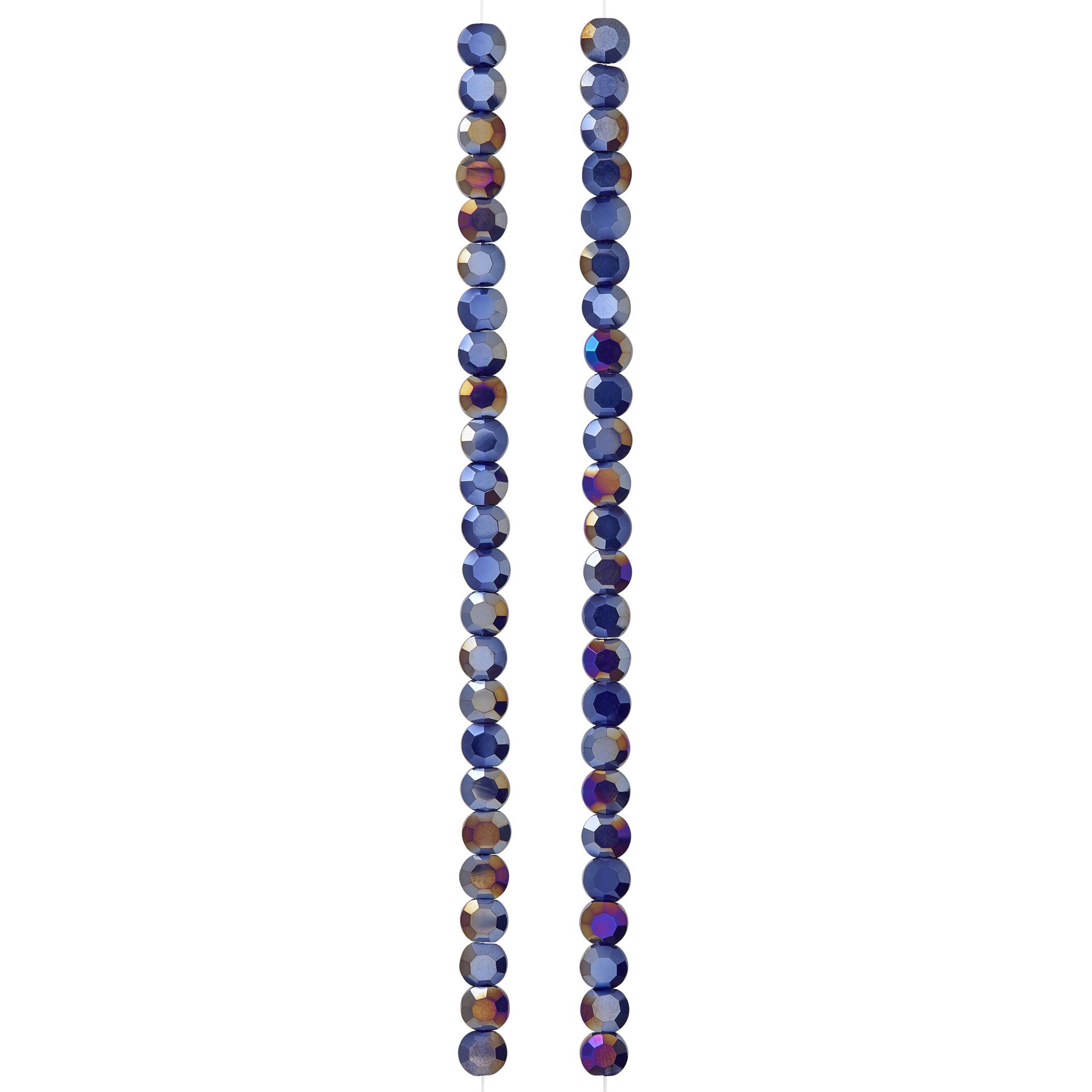 slide 3 of 3, Dark Blue Silverite Opaque Flat Round Glass Beads, 6mm By Bead Landing, 6 mm
