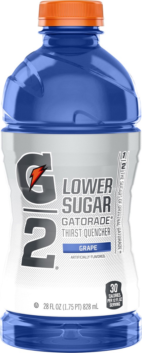 slide 2 of 3, Gatorade Thirst Quencher, Lower Sugar, Grape, 28 oz
