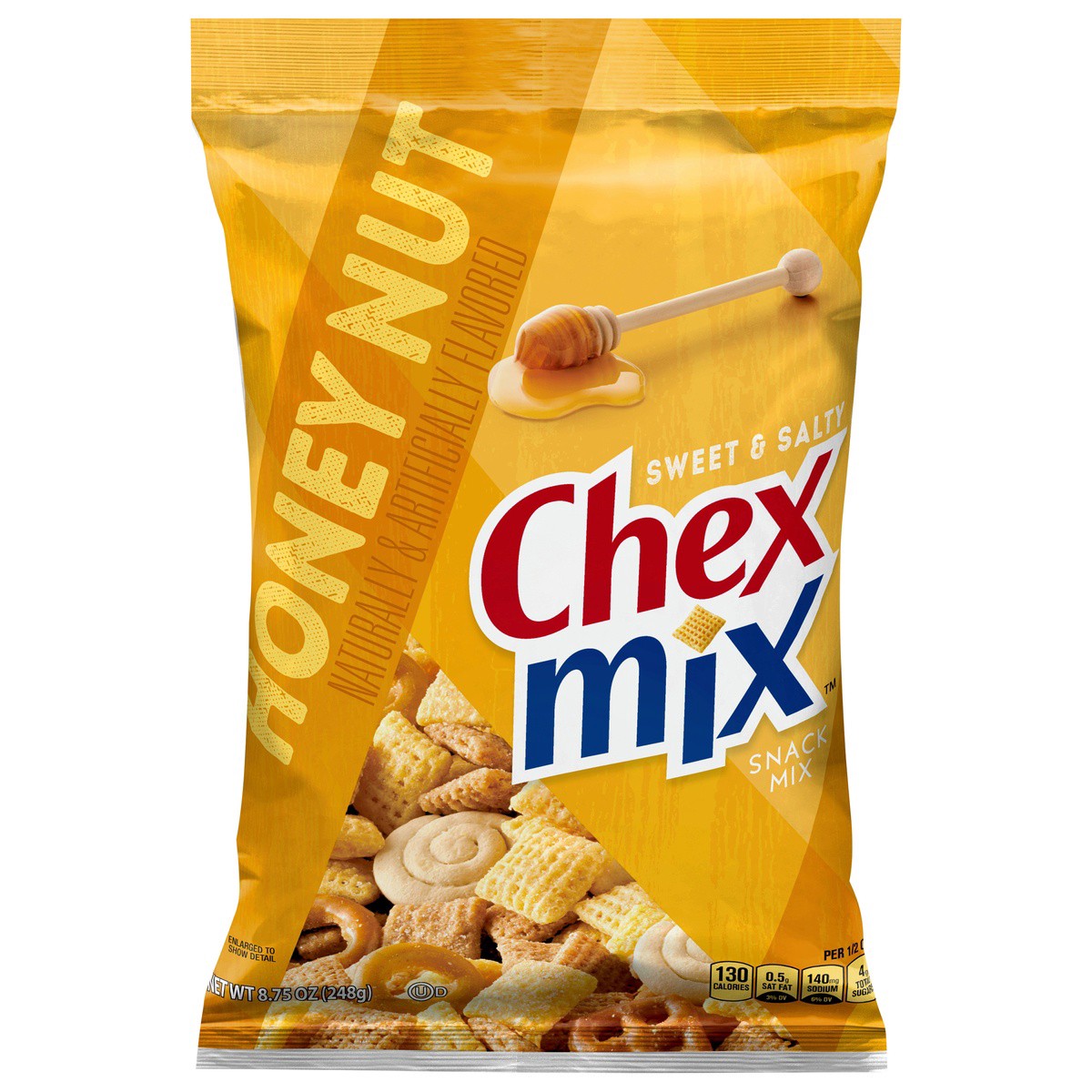 slide 1 of 9, Chex Mix Snack Party Mix, Honey Nut, Sweet Salty Pub Mix Snack Bag, 8.75 oz, 8.75 oz