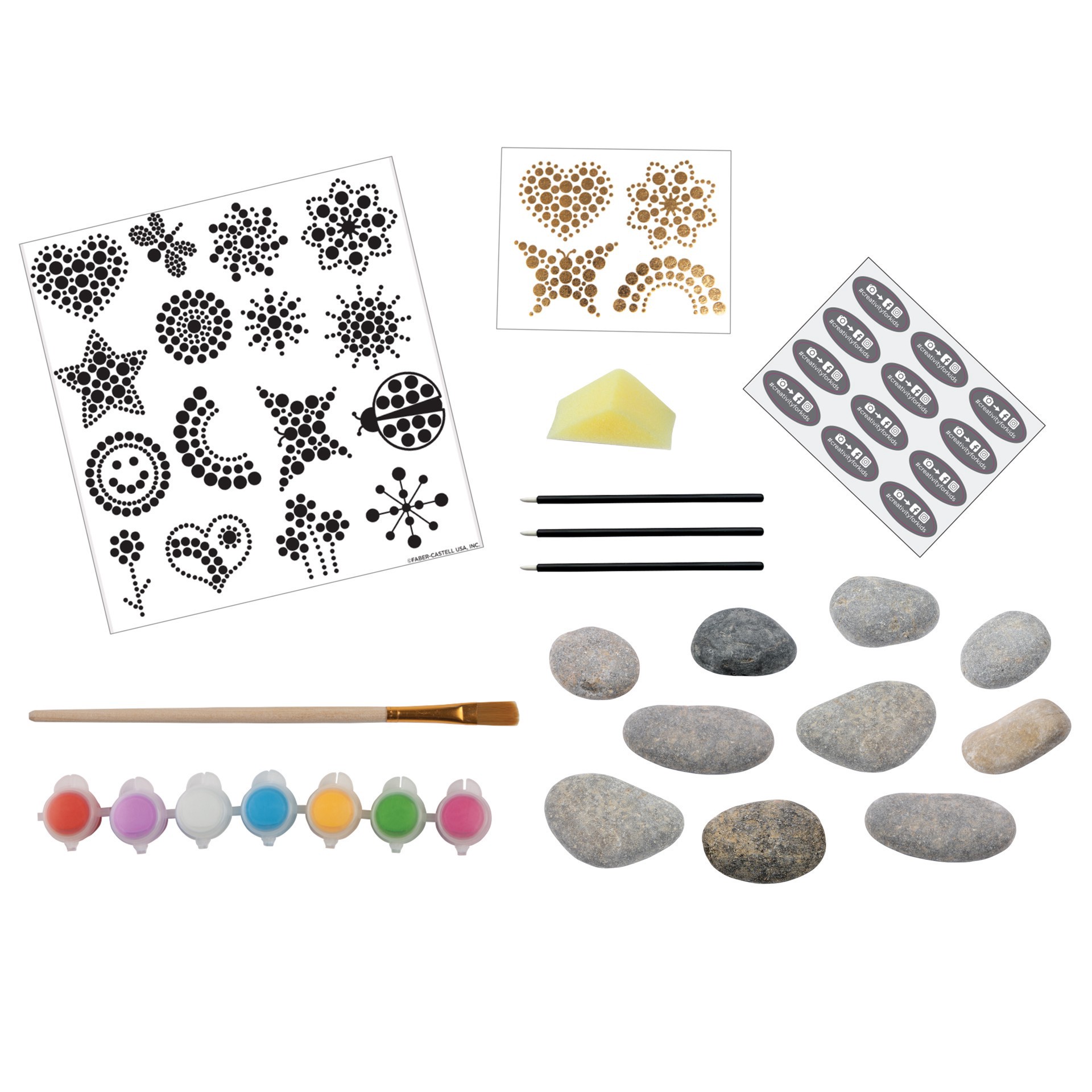 slide 8 of 8, Faber-Castell Creativity For Kids Mandala Dot-A-Rock Painting Kit, 2cm x 24.5cm x 24.8cm