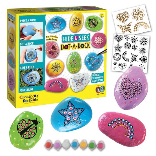slide 1 of 8, Faber-Castell Creativity For Kids Mandala Dot-A-Rock Painting Kit, 2cm x 24.5cm x 24.8cm