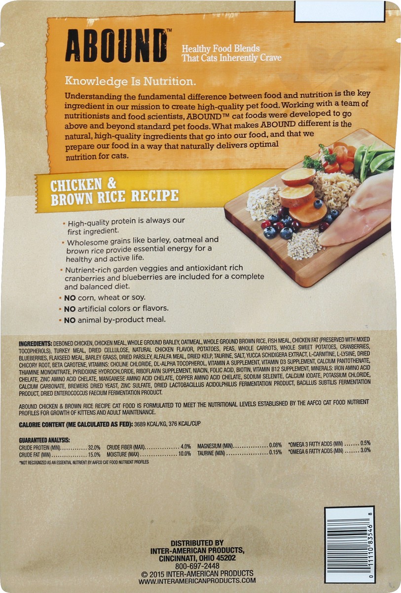 slide 5 of 6, Abound Chicken & Brown Rice Recipe Dry Cat Food, 3.5 lb