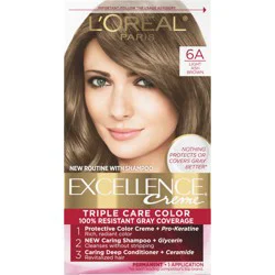 L'Oréal Excellence Triple Protection Permanent Hair Color - 6.3 fl oz - 6A Light Ash Brown - 1 Kit