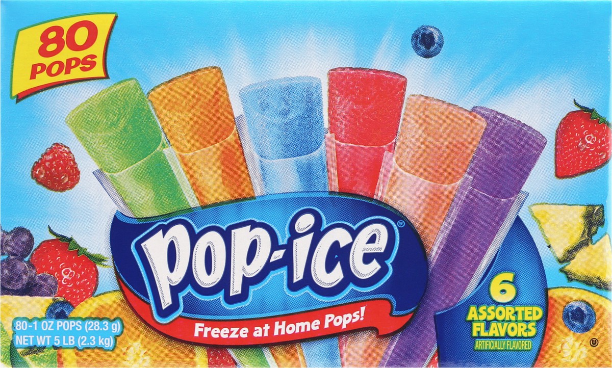 slide 6 of 9, Pop-Ice Assorted Flavors 80-1 oz Pops, 80 ct