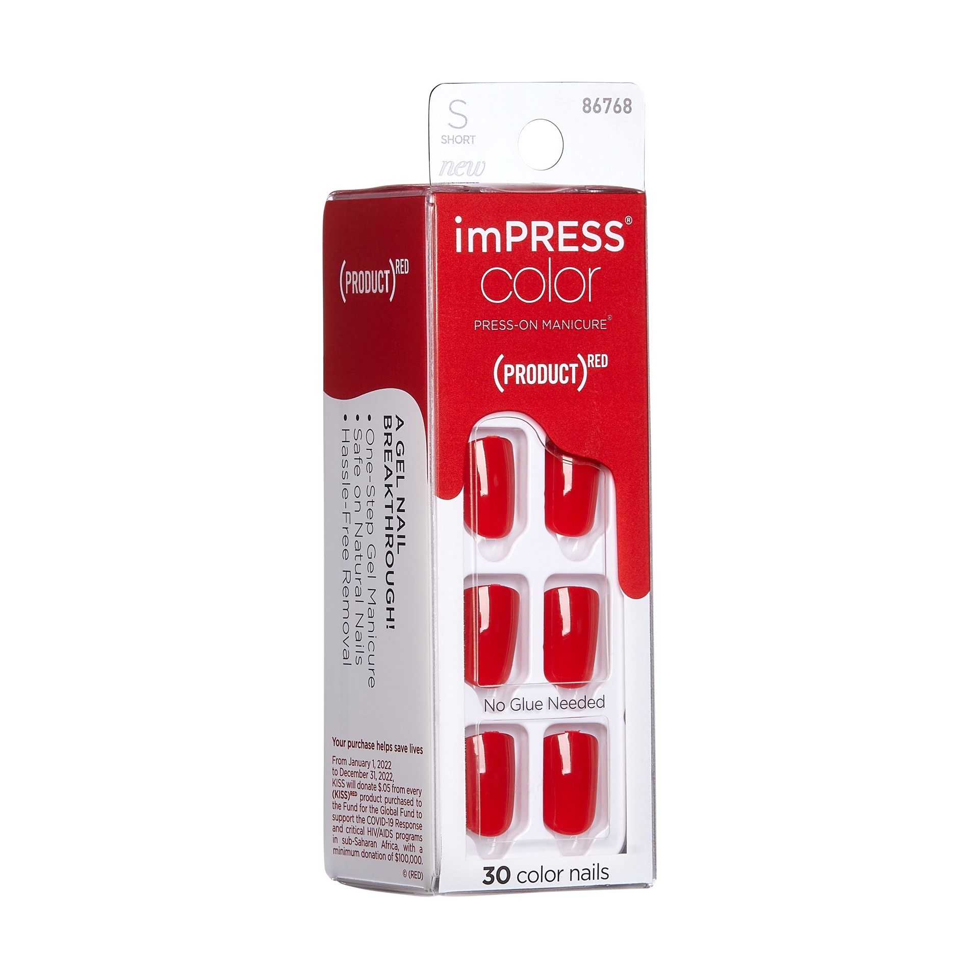 slide 4 of 5, imPRESS Kiss ImPRESS Color Press-On Nails Red Impact, 30 ct