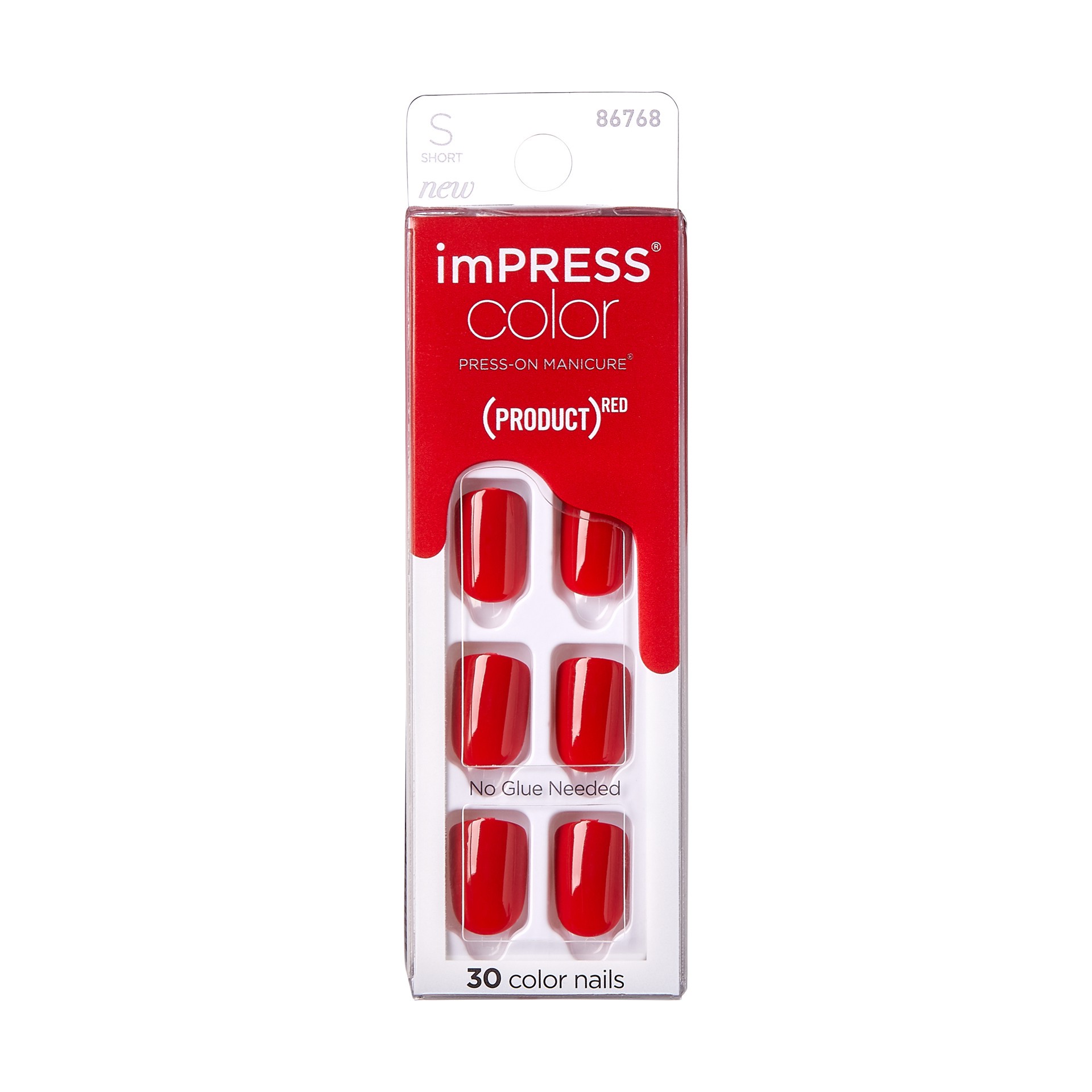 slide 1 of 5, imPRESS Kiss ImPRESS Color Press-On Nails Red Impact, 30 ct