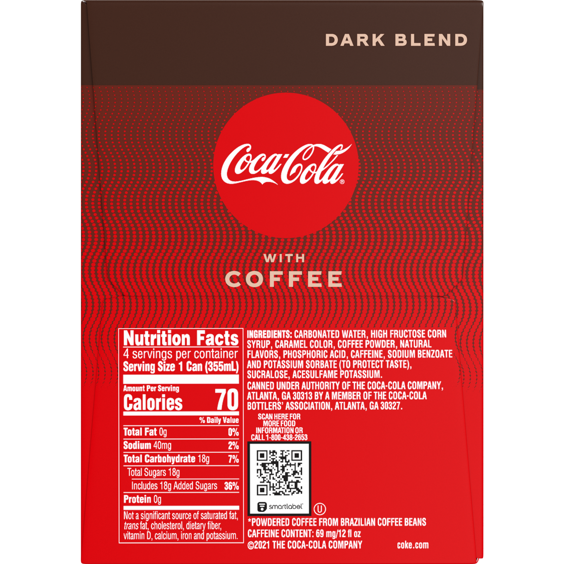 slide 3 of 5, Coca-Cola with Coffee Dark Blend Cans, 12 fl oz, 4 Pack, 48 fl oz