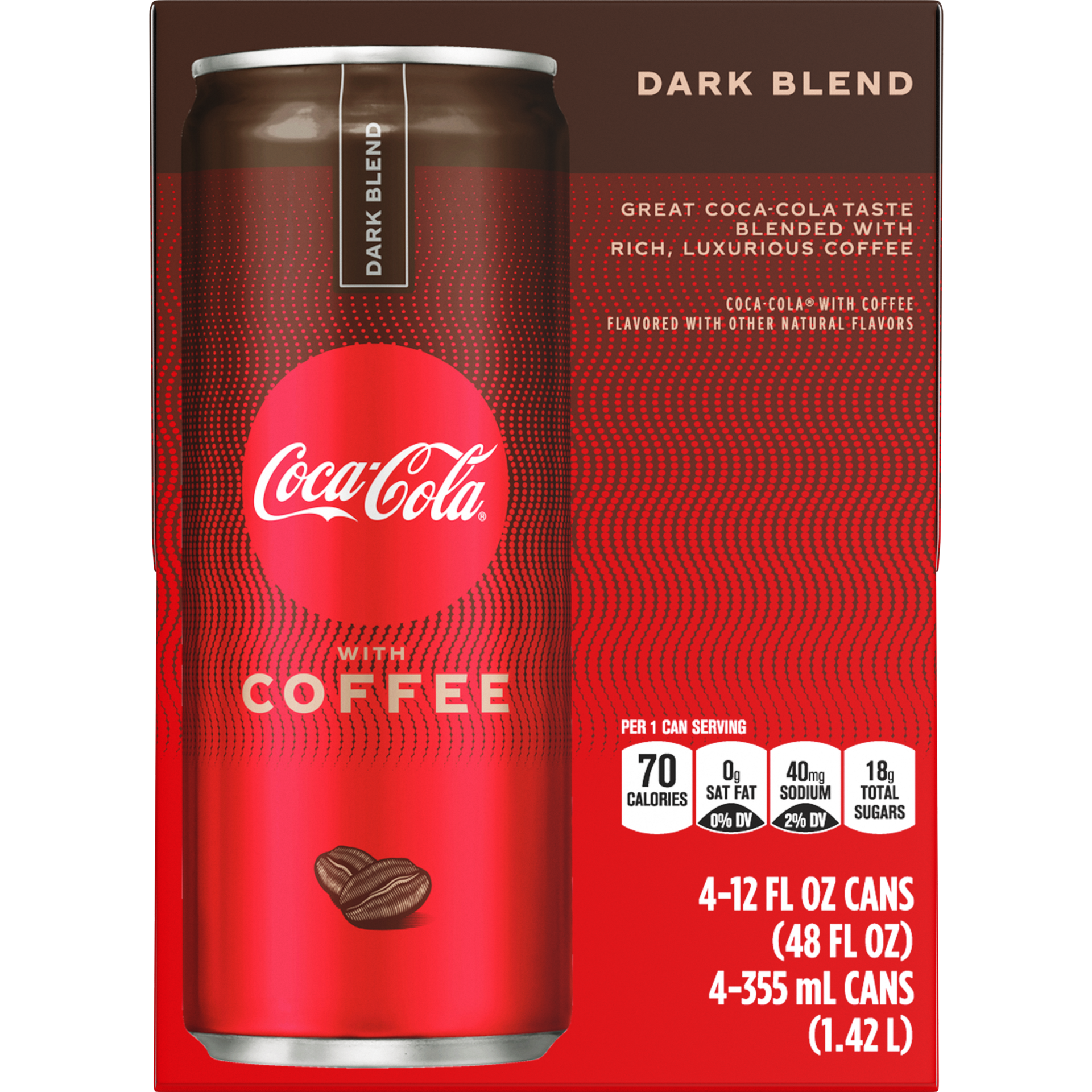 slide 2 of 5, Coca-Cola with Coffee Dark Blend Cans, 12 fl oz, 4 Pack, 48 fl oz