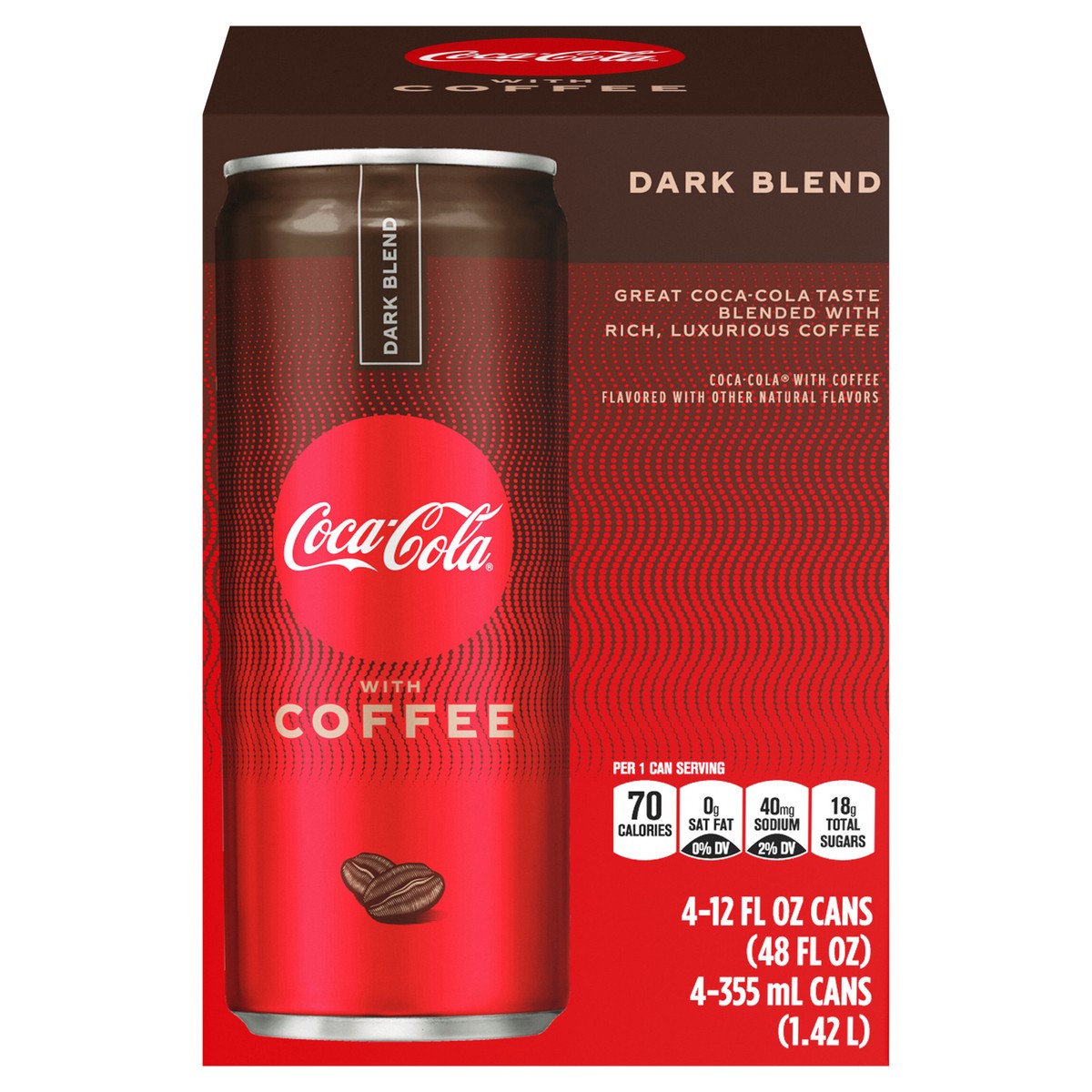 slide 1 of 5, Coca-Cola with Coffee Dark Blend Cans, 12 fl oz, 4 Pack, 48 fl oz