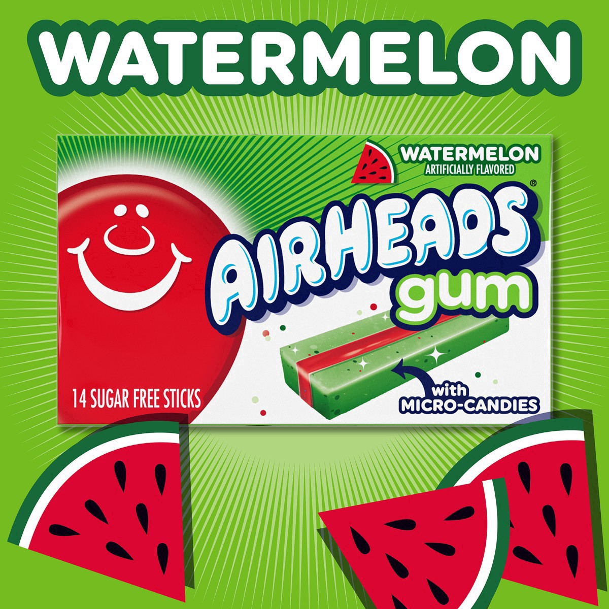 slide 12 of 44, Airheads Sugar Free Watermelon Gum, 14 ct