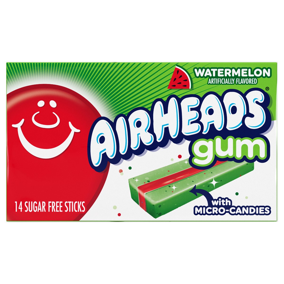 slide 1 of 44, Airheads Watermelon Gum - 14ct/1.23oz, 14 ct